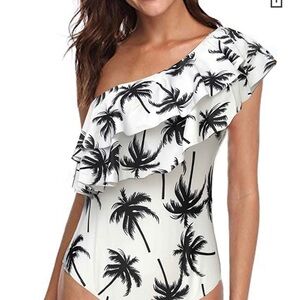 (S)- FORNY Women Ruffle One Piece Print Swimwear